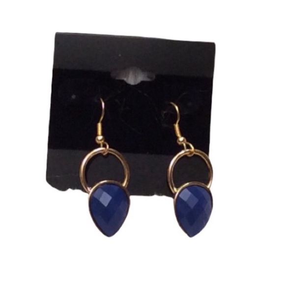 Blue And Gold Teardrop Earrings - Picture 3 of 10